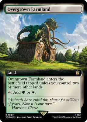 Overgrown Farmland (Extended Art) (Surge Foil) card from Universes Beyond: Doctor Who