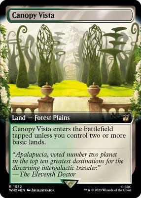 Canopy Vista (Extended Art) (Surge Foil) card from Universes Beyond: Doctor Who