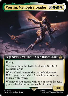 Vrestin, Menoptra Leader (Extended Art) (Surge Foil) card from Universes Beyond: Doctor Who