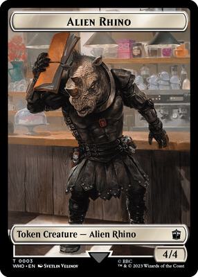 Alien Rhino // Mutant Double-Sided Token card from Universes Beyond: Doctor Who