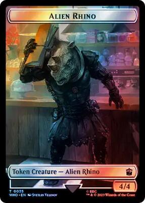 Alien Rhino // Clue (0054) Double-Sided Token (Surge Foil) card from Universes Beyond: Doctor Who
