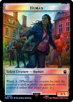 Human (0038) // Mutant Double-Sided Token (Surge Foil) card from Universes Beyond: Doctor Who
