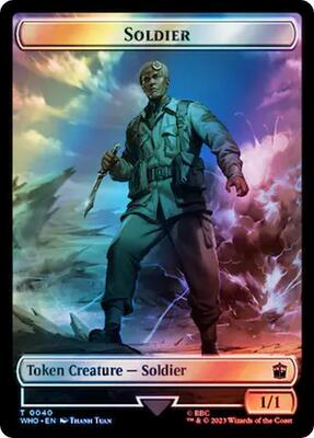 Soldier // Mark of the Rani Double-Sided Token (Surge Foil) card from Universes Beyond: Doctor Who