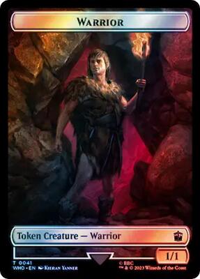 Warrior // Dinosaur Double-Sided Token (Surge Foil) card from Universes Beyond: Doctor Who