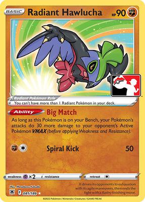 Radiant Hawlucha - 081/189 card from Prize Pack Series Cards