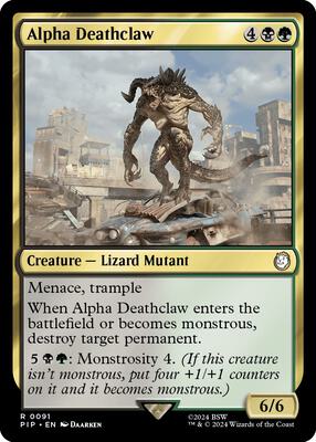 Alpha Deathclaw card from Universes Beyond: Fallout
