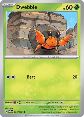 Dwebble card from SV04: Paradox Rift