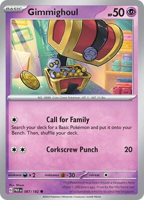Gimmighoul - 087/182 card from SV04: Paradox Rift