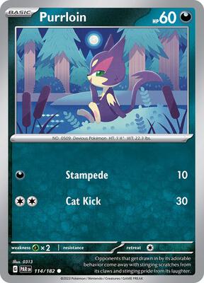 Purrloin card from SV04: Paradox Rift