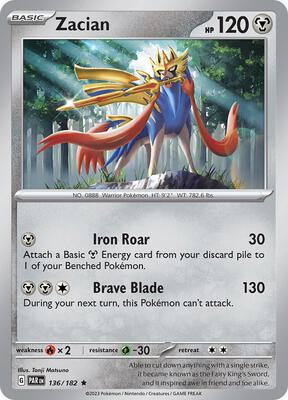 Zacian card from SV04: Paradox Rift