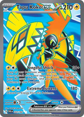 Tapu Koko ex - 222/182 card from SV04: Paradox Rift