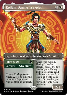 Kellan, Daring Traveler (Borderless) card from The Lost Caverns of Ixalan