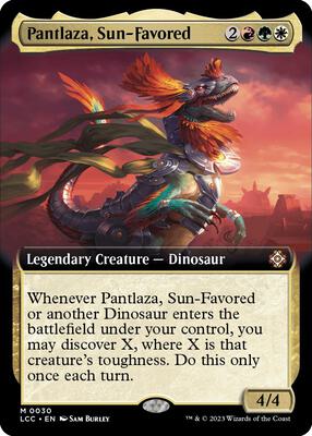 Pantlaza, Sun-Favored (Extended Art) card from Commander: The Lost Caverns of Ixalan