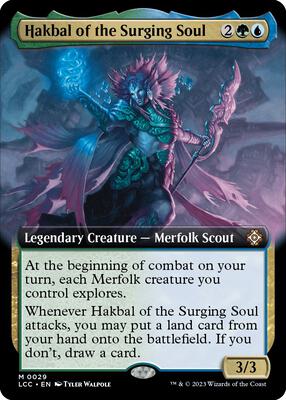 Hakbal of the Surging Soul (Extended Art) card from Commander: The Lost Caverns of Ixalan