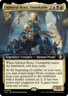Admiral Brass, Unsinkable (Extended Art) card from Commander: The Lost Caverns of Ixalan