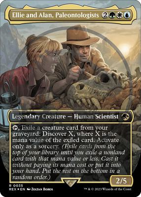 Ellie and Alan, Paleontologists (Borderless) (Emblem) card from Universes Beyond: Jurassic World Collection