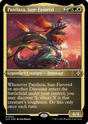 Pantlaza, Sun-Favored (Display Commander) - Thick Stock card from Commander: The Lost Caverns of Ixalan