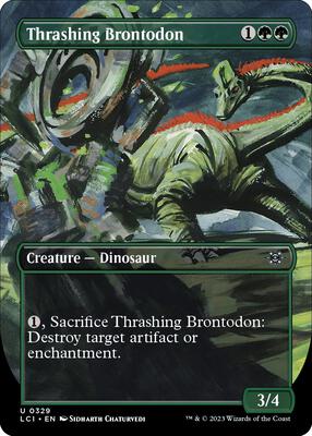 Thrashing Brontodon (Borderless) card from The Lost Caverns of Ixalan