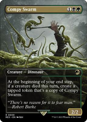 Compy Swarm (Borderless) card from Universes Beyond: Jurassic World Collection