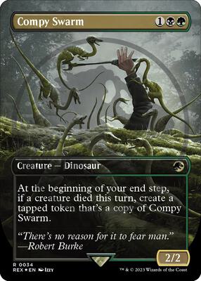 Compy Swarm (Borderless) (Emblem) card from Universes Beyond: Jurassic World Collection
