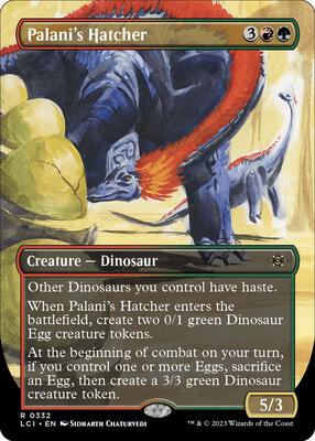 Palani's Hatcher (Borderless) card from The Lost Caverns of Ixalan