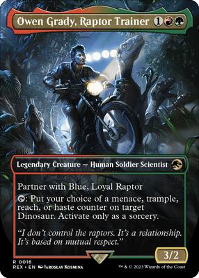 Owen Grady, Raptor Trainer (Borderless) card from Universes Beyond: Jurassic World Collection