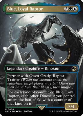 Blue, Loyal Raptor (Borderless) card from Universes Beyond: Jurassic World Collection
