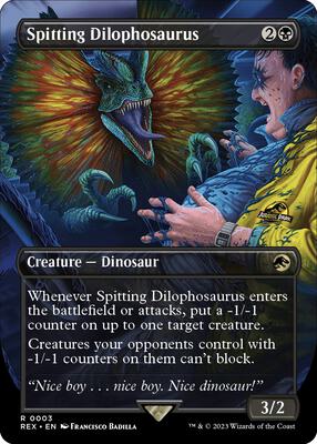 Spitting Dilophosaurus (Borderless) card from Universes Beyond: Jurassic World Collection