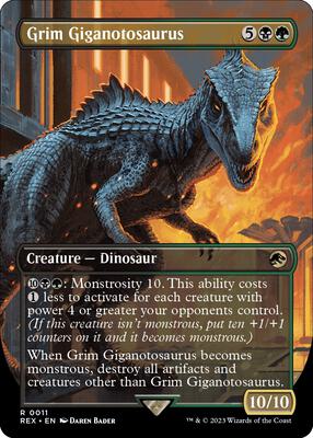 Grim Giganotosaurus (Borderless) card from Universes Beyond: Jurassic World Collection