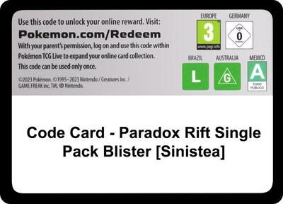 Code Card - Paradox Rift Single Pack Blister [Sinistea] card from SV04: Paradox Rift