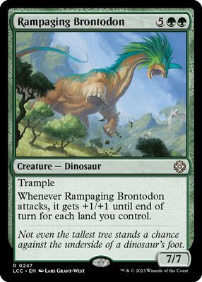 Rampaging Brontodon card from Commander: The Lost Caverns of Ixalan