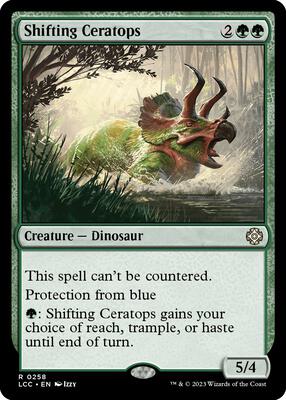 Shifting Ceratops card from Commander: The Lost Caverns of Ixalan