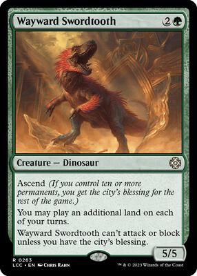 Wayward Swordtooth card from Commander: The Lost Caverns of Ixalan