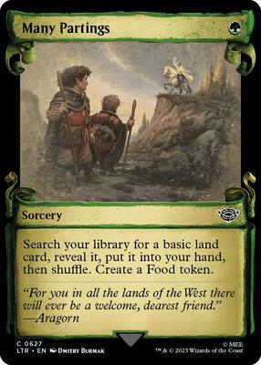 Many Partings (Showcase Scrolls) card from Universes Beyond: The Lord of the Rings: Tales of Middle-earth