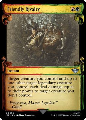Friendly Rivalry (Showcase Scrolls) card from Universes Beyond: The Lord of the Rings: Tales of Middle-earth