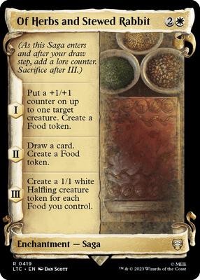 Of Herbs and Stewed Rabbit (Showcase Scrolls) card from Commander: The Lord of the Rings: Tales of Middle-earth