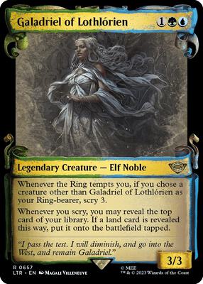 Galadriel of Lothlorien (Showcase Scrolls) card from Universes Beyond: The Lord of the Rings: Tales of Middle-earth