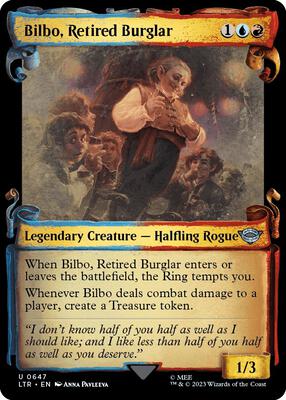 Bilbo, Retired Burglar (Showcase Scrolls) card from Universes Beyond: The Lord of the Rings: Tales of Middle-earth