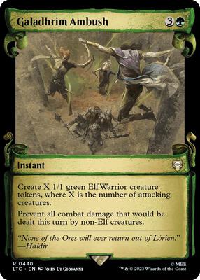Galadhrim Ambush (Showcase Scrolls) card from Commander: The Lord of the Rings: Tales of Middle-earth