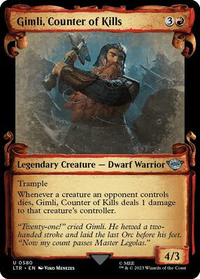 Gimli, Counter of Kills (Showcase Scrolls) card from Universes Beyond: The Lord of the Rings: Tales of Middle-earth