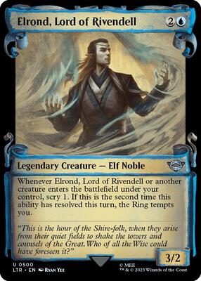 Elrond, Lord of Rivendell (Showcase Scrolls) card from Universes Beyond: The Lord of the Rings: Tales of Middle-earth