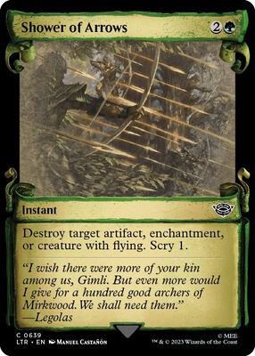 Shower of Arrows (Showcase Scrolls) card from Universes Beyond: The Lord of the Rings: Tales of Middle-earth