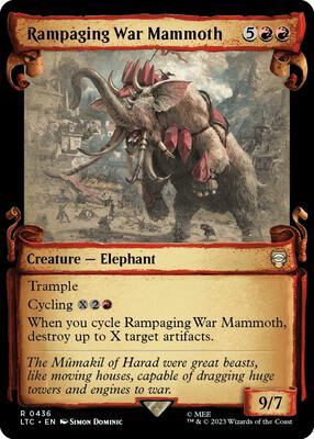 Rampaging War Mammoth (Showcase Scrolls) card from Commander: The Lord of the Rings: Tales of Middle-earth