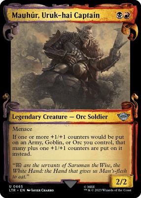 Mauhur, Uruk-hai Captain (Showcase Scrolls) card from Universes Beyond: The Lord of the Rings: Tales of Middle-earth