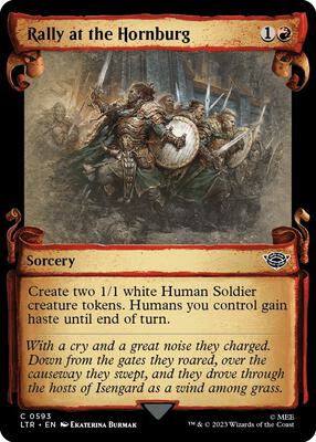 Rally at the Hornburg (Showcase Scrolls) card from Universes Beyond: The Lord of the Rings: Tales of Middle-earth