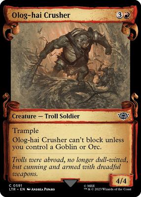 Olog-hai Crusher (Showcase Scrolls) card from Universes Beyond: The Lord of the Rings: Tales of Middle-earth
