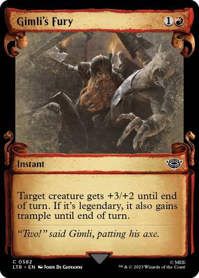 Gimli's Fury (Showcase Scrolls) card from Universes Beyond: The Lord of the Rings: Tales of Middle-earth