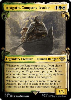 Aragorn, Company Leader (Showcase Scrolls) card from Universes Beyond: The Lord of the Rings: Tales of Middle-earth