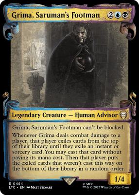 Grima, Saruman's Footman (Showcase Scrolls) card from Commander: The Lord of the Rings: Tales of Middle-earth