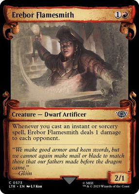 Erebor Flamesmith (Showcase Scrolls) card from Universes Beyond: The Lord of the Rings: Tales of Middle-earth
